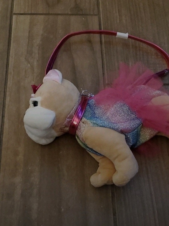 Poochie & Co. Other - Plush Bulldog Shoulder Bag with Pink Tulle Dress